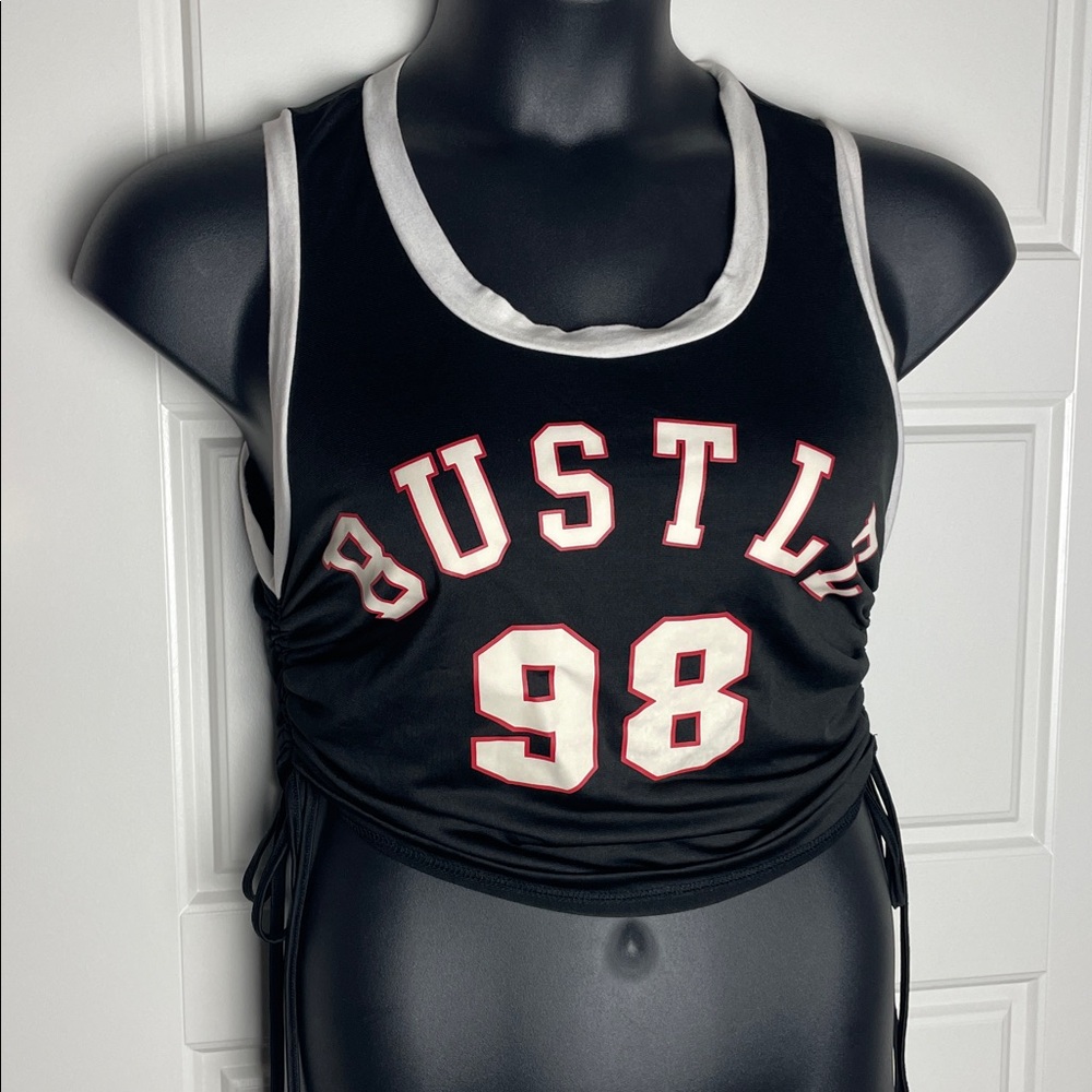 SHEIN Black Bustle 98 Crop Tank Top Size 0X Y2K
